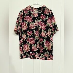 Donnkenny Floral Black and Pink Women's Top